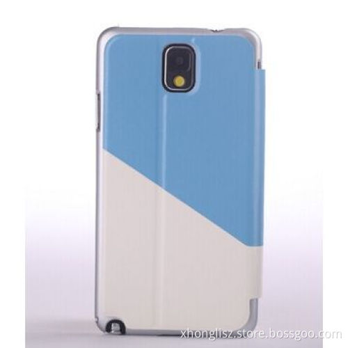 Combined PU matching design case for Samsung Note 3, clear window design, different color options